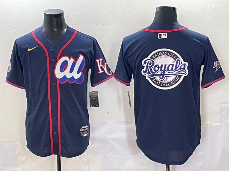 Men 2025 Kansas City Royals Blank Drak Blue All star Blank Blue Nike MLB Jersey style 3